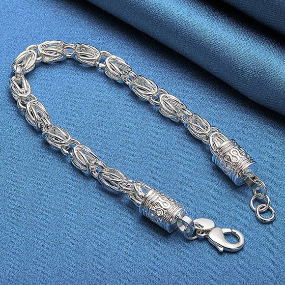 Awesome Byzantine 8 Inch Dragon Style Bracelet Stamped 925 Solid Sterling Silver - Picture 3 of 7